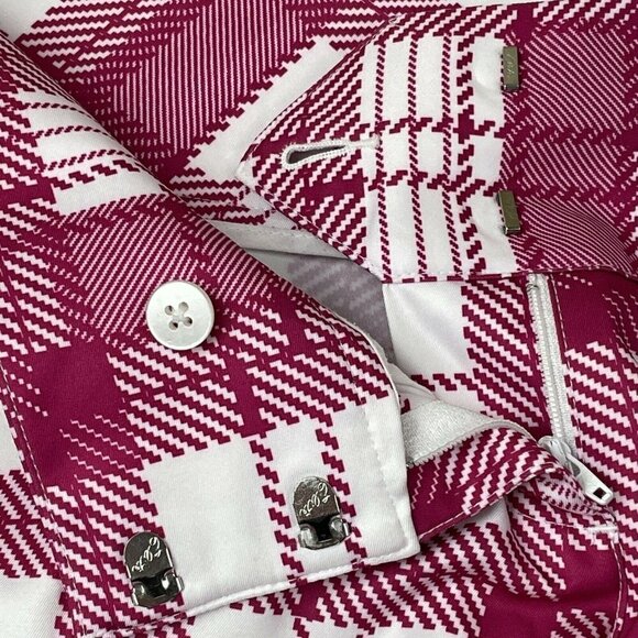 ADIDAS CLIMATE Bermuda Golf Shorts Women’s 4 Plaid Red/White Lightweight - Picture 9 of 12